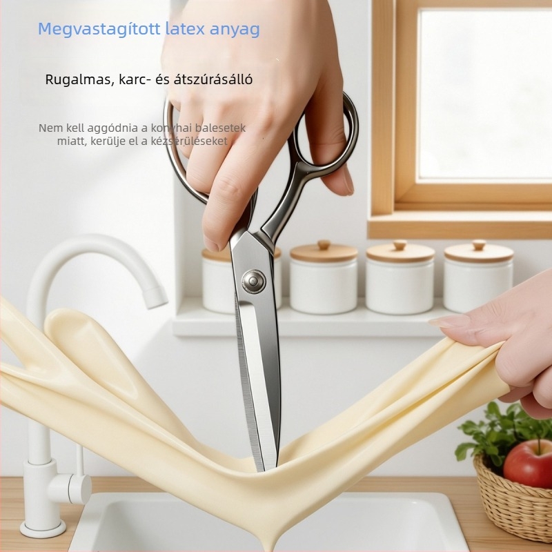 Vastagított latex kesztyűk, hosszított hosszúsággal, vízálló és tartós mosogatáshoz és ruhák mosásához
