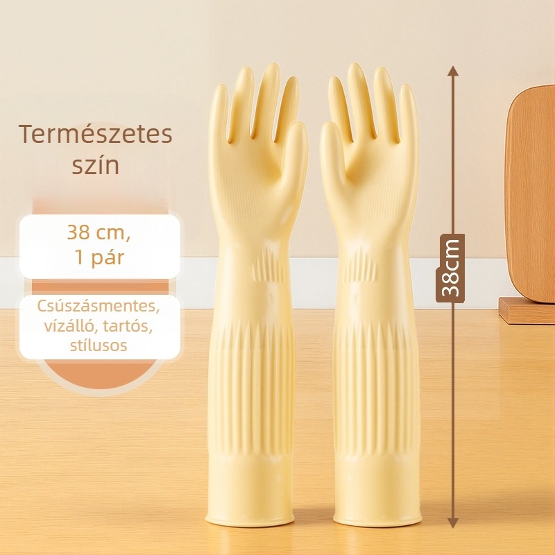 Vastagított latex kesztyűk, hosszított hosszúsággal, vízálló és tartós mosogatáshoz és ruhák mosásához