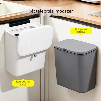 10 L falra szerelhető szemetes fedéllel, háztartási használatra, konyhához
