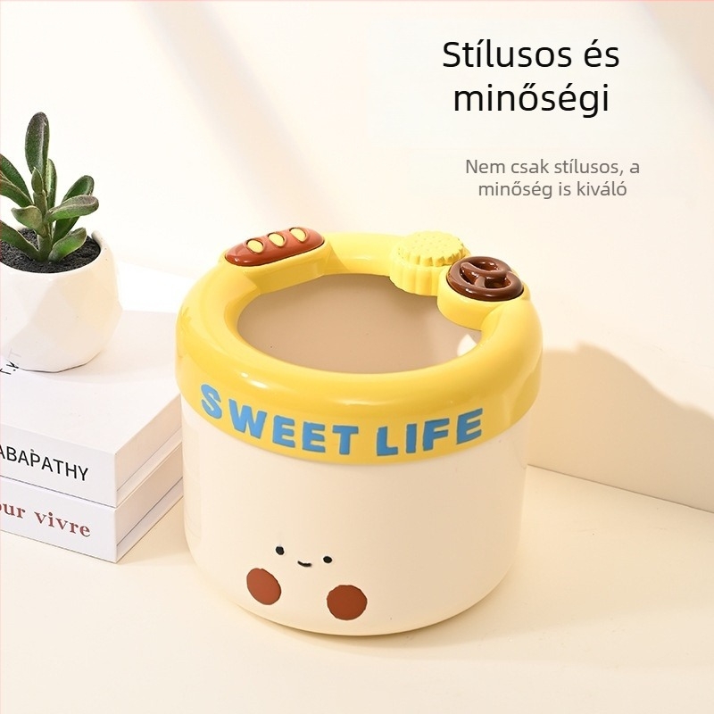 Aranyos asztali szemetes, mini tárolóedény fedővel, elegáns szemetes iroda és kollégium számára