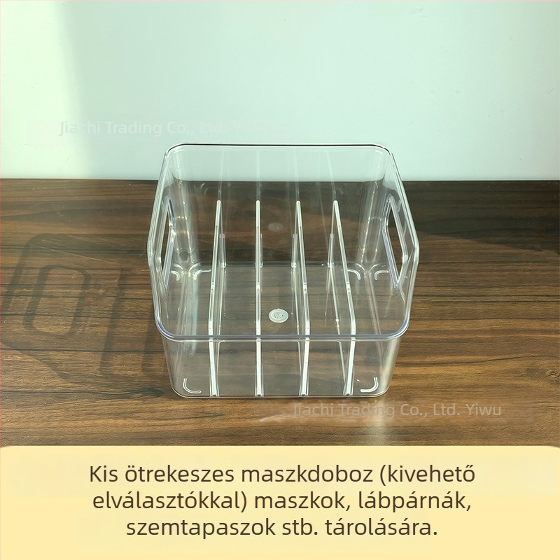 Átlátszó rekeszekkel rendelkező akril kozmetikai tároló doboz arcmaszkokhoz és bőrápolási termékekhez