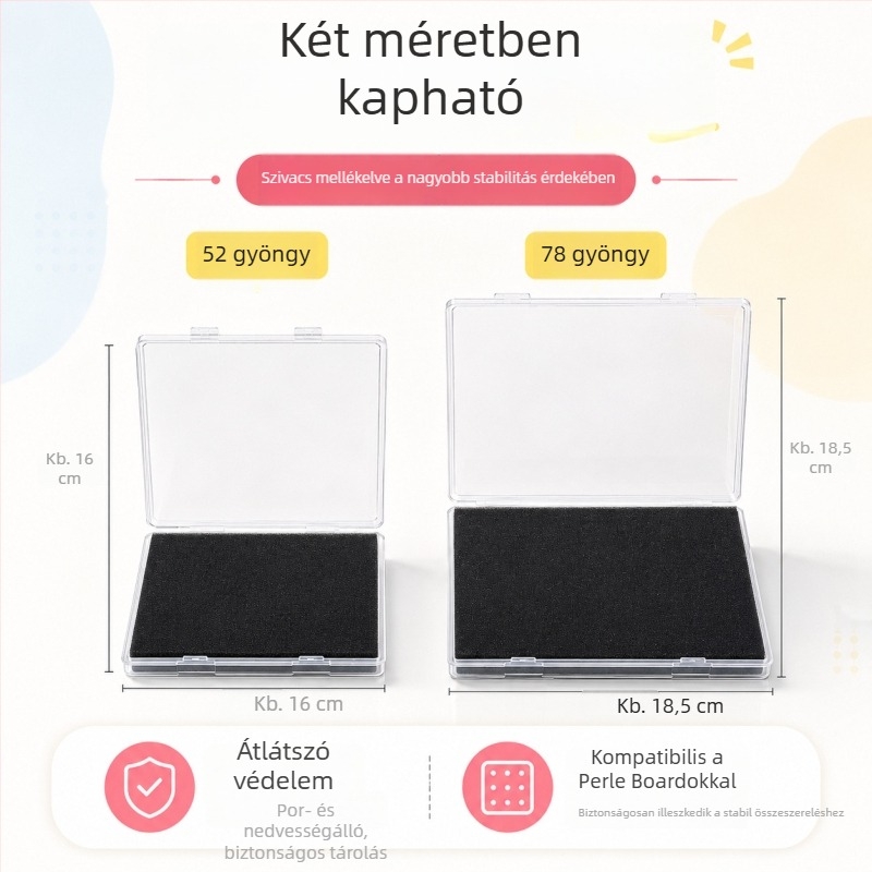 Pintoo gyöngy tároló doboz 52×52, kiöntésmentes, fél Pintoo tábla