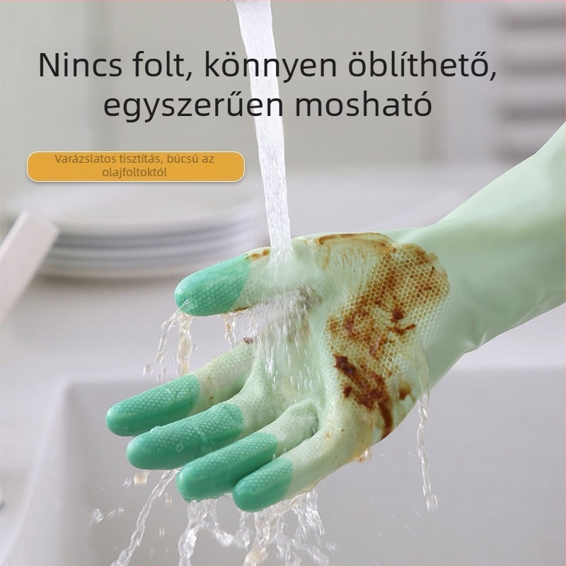 Mosogatós kesztyűk, PVC gumiból, tartósak, csúszásmentesek, vízállóak, konyhai és háztartási tisztításhoz