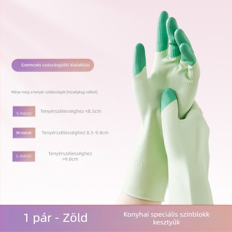 Mosogatós kesztyűk, PVC gumiból, tartósak, csúszásmentesek, vízállóak, konyhai és háztartási tisztításhoz