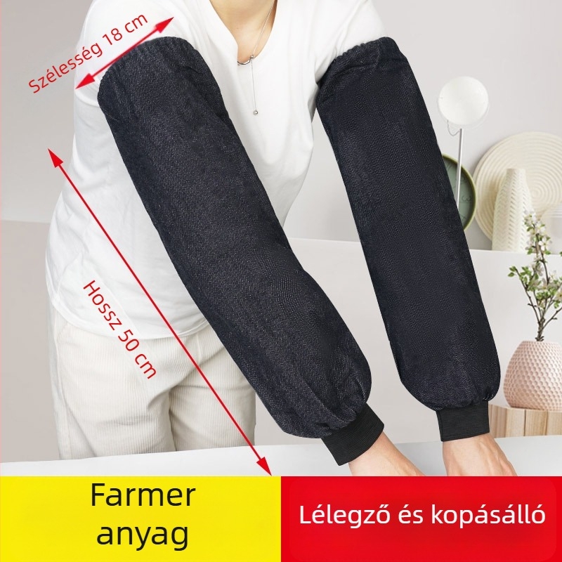 Denim ujjvédők gumírozott csuklóval, vastag, kopásálló és piszokálló védőhüvely a forrasztáshoz
