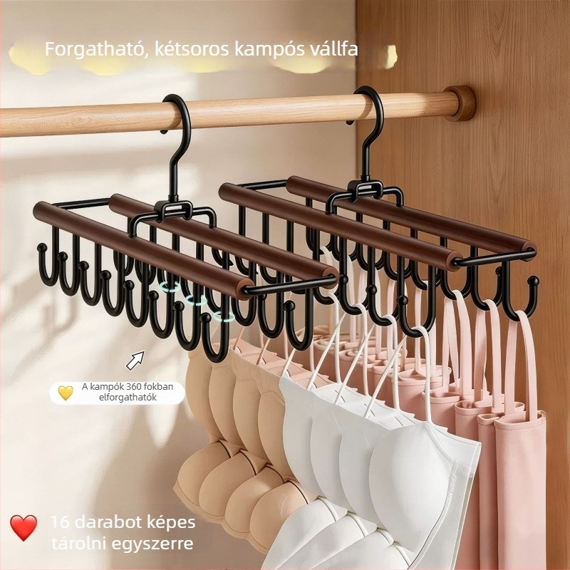 Faanyagból készült ruhafogas rozsdamentes acél kerettel melltartók és fehérnemű szárításához