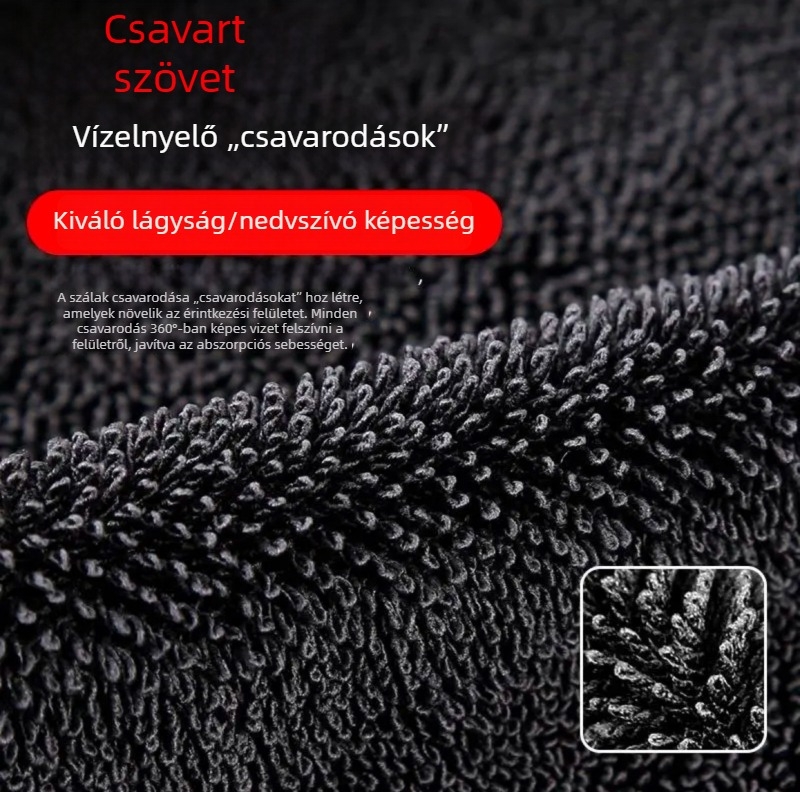 Jietu mikroszálas autó törölköző, nedvszívó, széle szegélyezett, spirális fonal, korall-flísz, kis négyzet alakú tisztító kendő