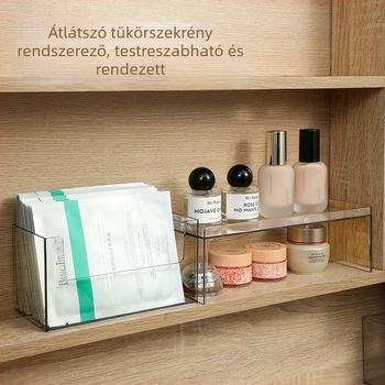 Tükörszekrény kozmetikai tárolója — átlátszó maszkos doboz és rúzsos doboz