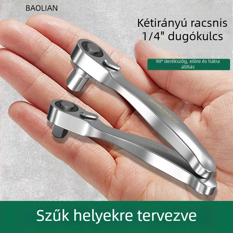 Mini racsnis kulcs készlet, kétirányú gyorsfejű dugófejekkel