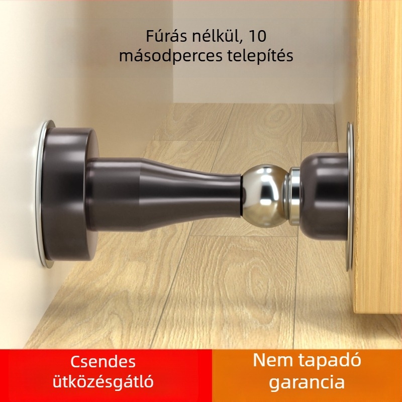 Fúrás nélkül: új mágneses ajtóstopper modell, erős mágnes, biztonság a bekapcsolódás ellen, padlóhoz tapadó rögzítés, ütközésvédő az ajtókhoz