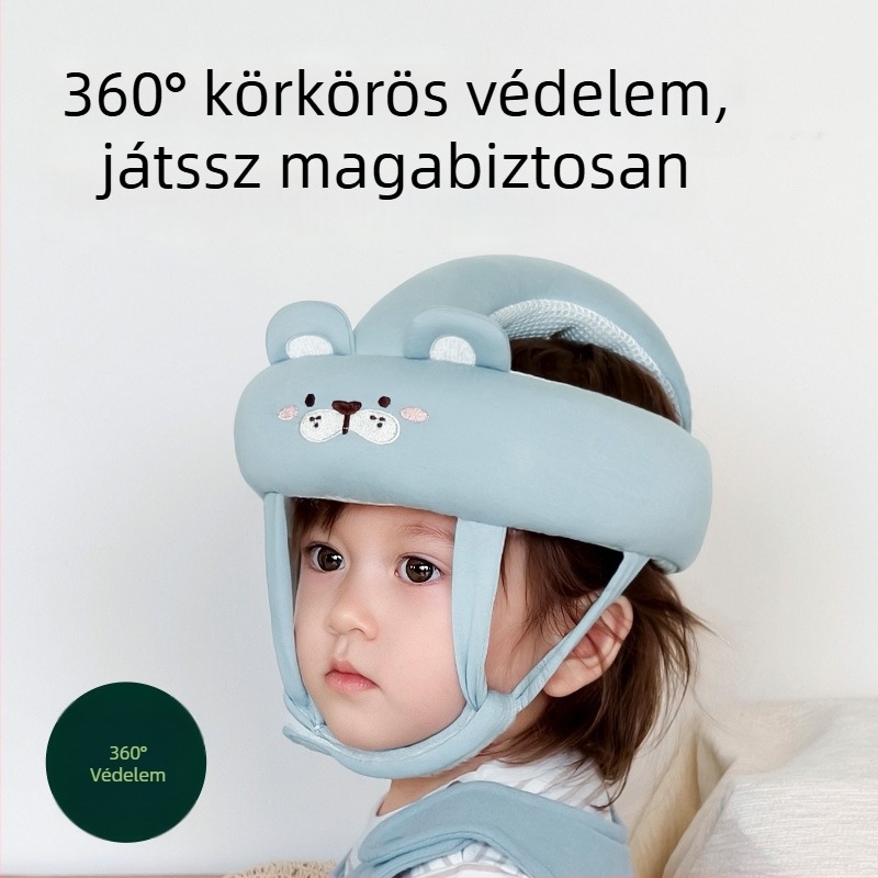 Baba járás közbeni fejvédő sisak, légáteresztő hálós anyaggal