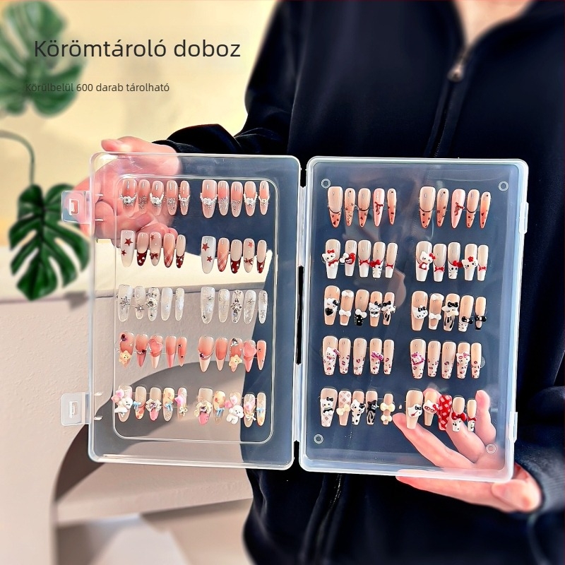 Magas kapacitású, porálló, átlátszó körömdíszítő tároló doboz, a körömdíszítés és a színminták bemutatására