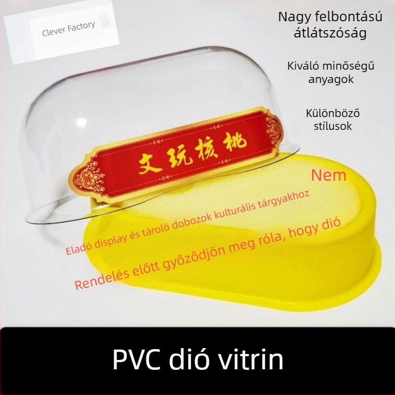 Átlátszó, zárható kiállító doboz ékszerekhez és Wenwan diófélékhez, porálló