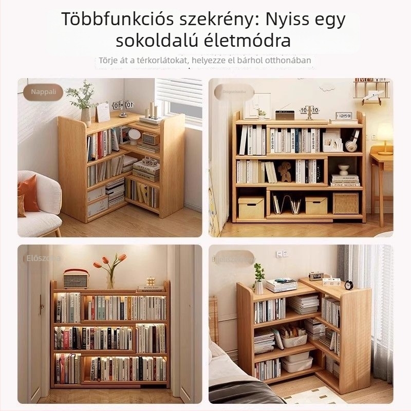 Tömörfa sarokpolc kinyitható asztali tárolóval, falra szerelhető hálószobai szekrény
