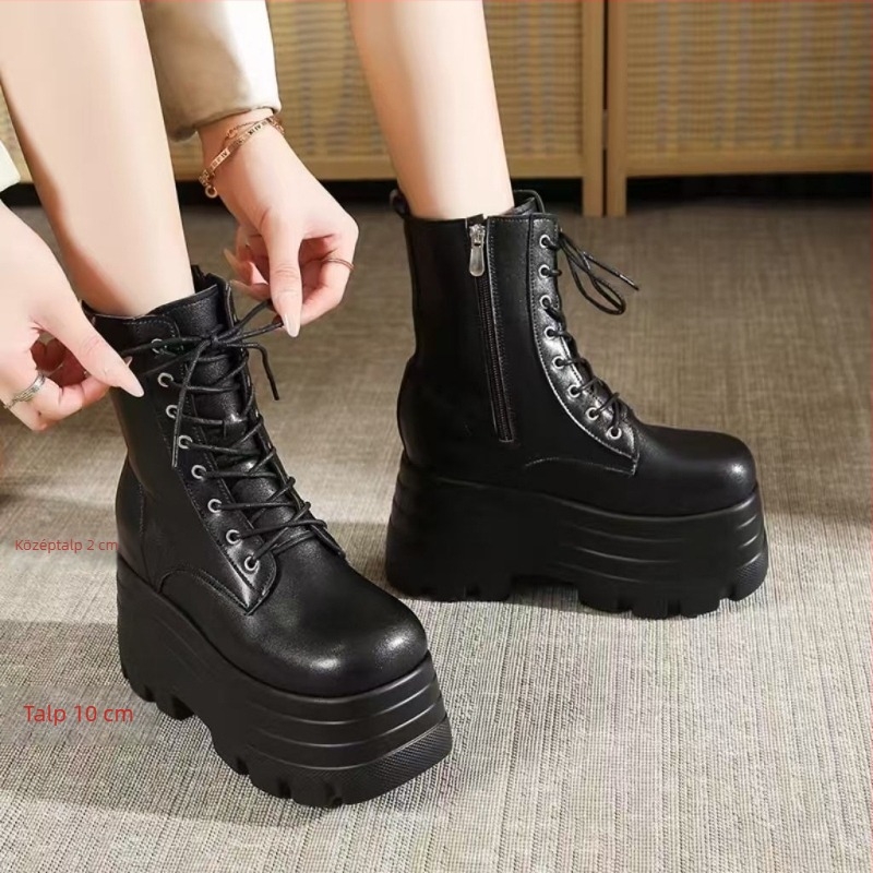 Cosplay Martin csizmák magasságnövelő vastag talppal, 20 cm, uniszex, félhosszú szárú bakancs