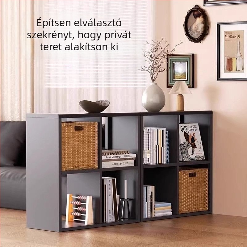 Kovácsoltvas rácsos szekrény, padlóálló könyvespolc, több rétegű konyhai rendező játékokhoz és nassolnivalókhoz, szabadon konfigurálható alacsony szekrény