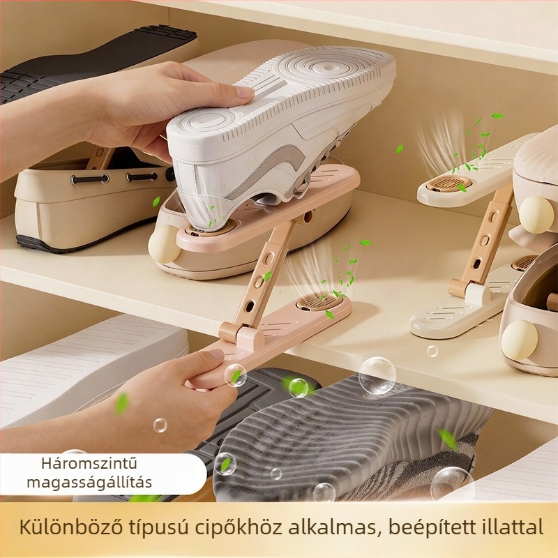 Két szintes cipőszekrény illatosítóval és elválasztókkal