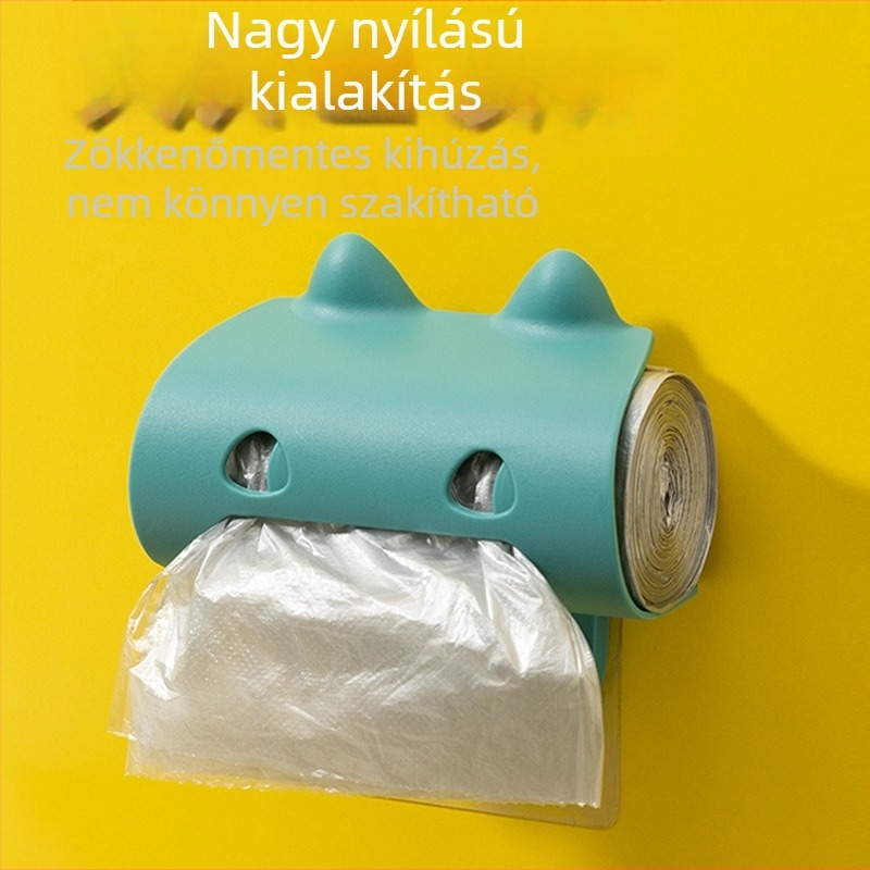 Minimalista falra szerelhető szemeteszsák-tároló, kihúzható rekesszel, képregény-stílusú dizájnnal, konyha és nappali számára, kulcstartóval