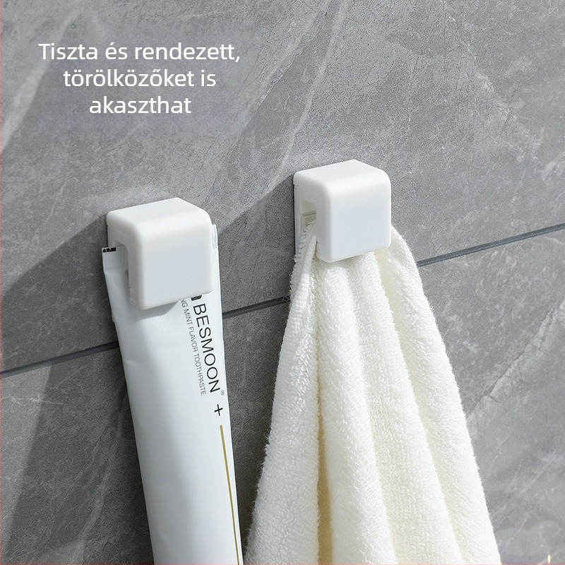 Falra szerelhető fogkrémtartó klippel, fürdőszobai tárolás