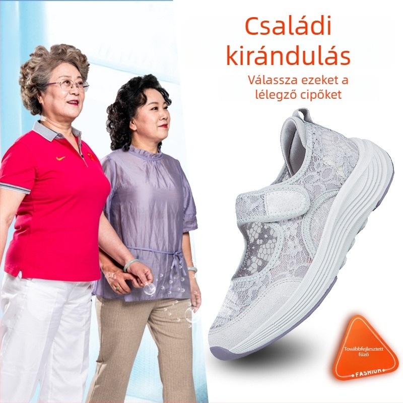 Női nyári légáteresztő hálószandál Velcro-zárral