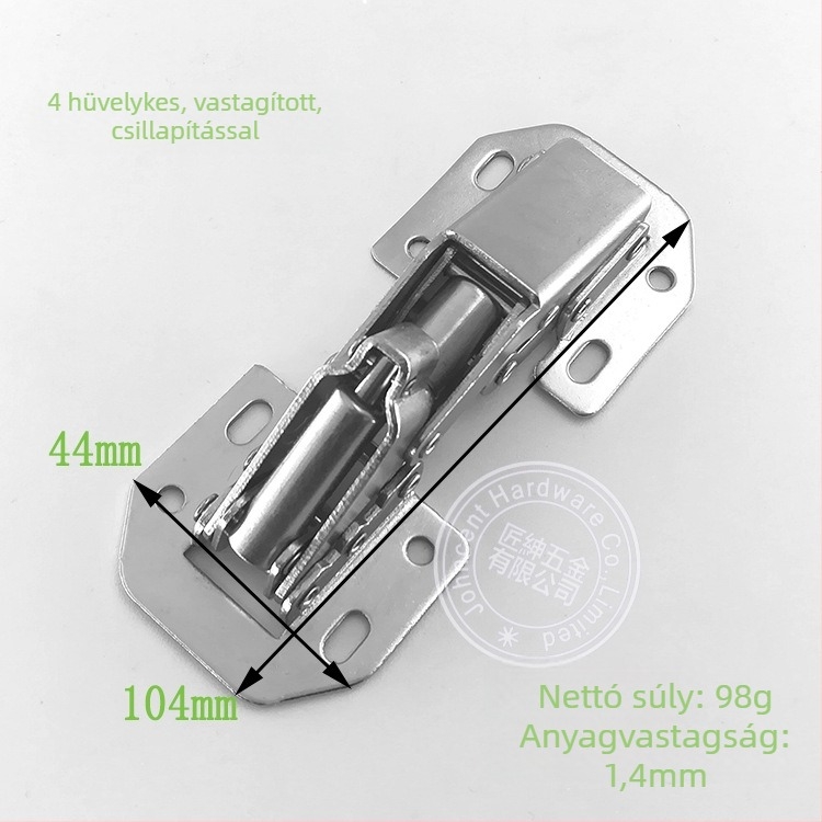 4 hüvelykes lengéscsillapító béka típusú pánt, furat nélkül, golyóscsapágyas, felületre szerelhető híd-típus