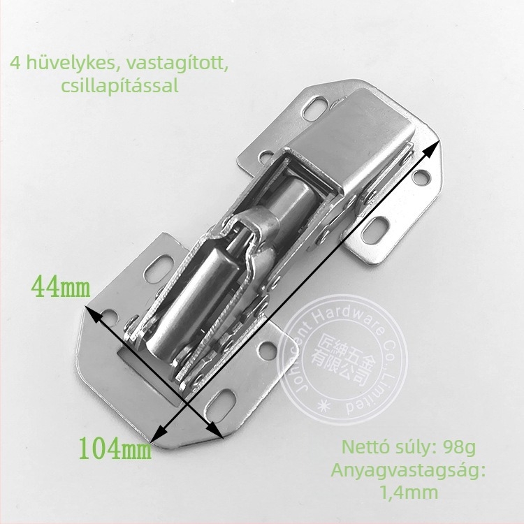 4 hüvelykes lengéscsillapító béka típusú pánt, furat nélkül, golyóscsapágyas, felületre szerelhető híd-típus