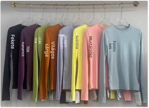 Fehér női hosszú ujjú T‑shirt Hongkong-stílusú, hajlított szegéllyel, karcsú szabású, alaprétegként használható