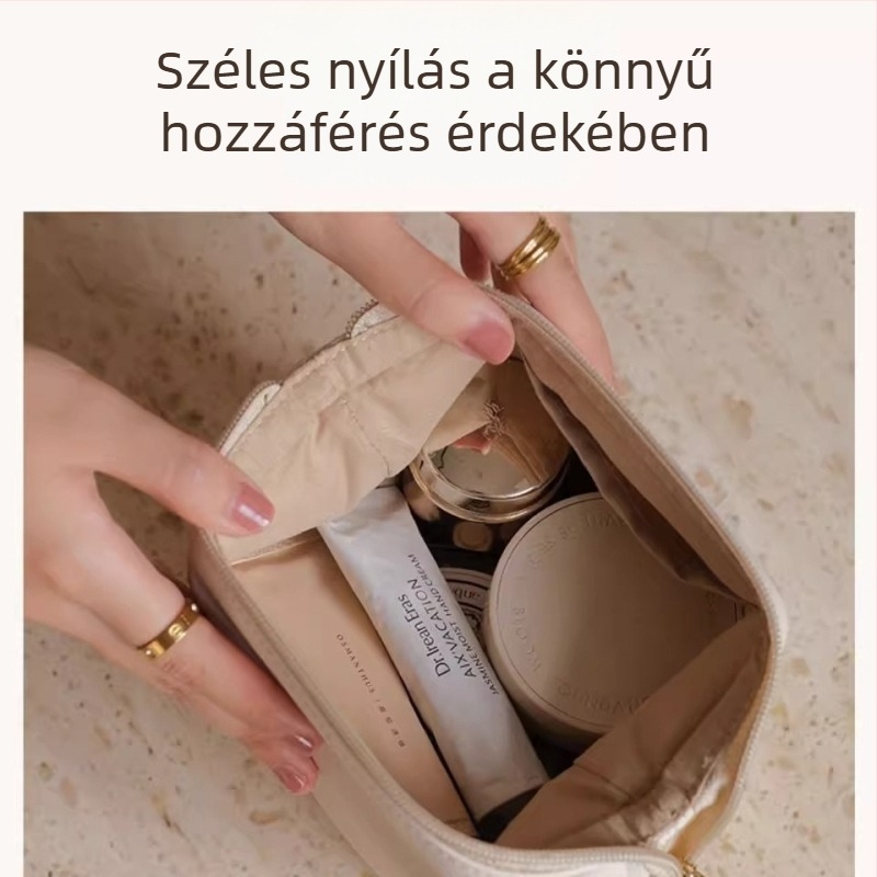 Női kozmetikai táska nagy kapacitású, hordozható utazótáska bőrápolási és higiéniai termékekhez, prémium megjelenés, modell 2025