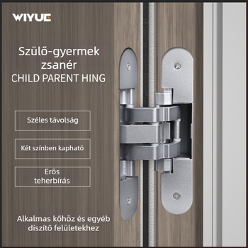 Rejtett ajtópánt excentrikus tengellyel és megvastagodott rögzítő lappal, 3D-s állítható külső nyílású ajtókhoz