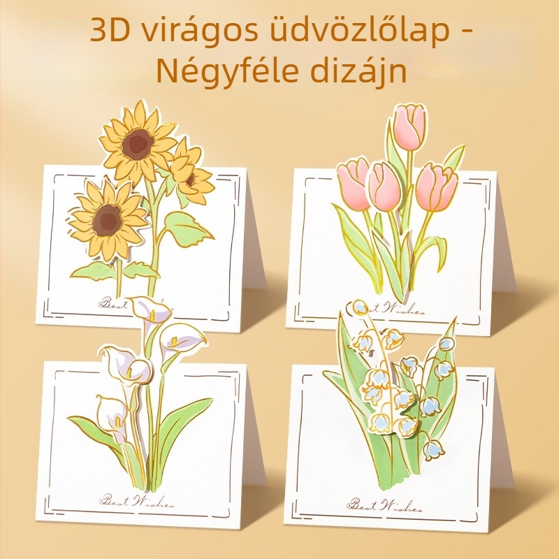 3D napraforgó díszű üdvözlőkártya Tanári Napra, kézzel készített DIY virágcsokor óvodai tanárnak