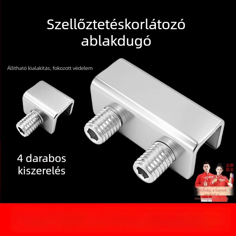 90-es stílusú ablakhatároló gyerekbiztonsági zárakkal, bukó- és csúszó ablakokhoz, furat nélküli sín, rozsdamentes acél