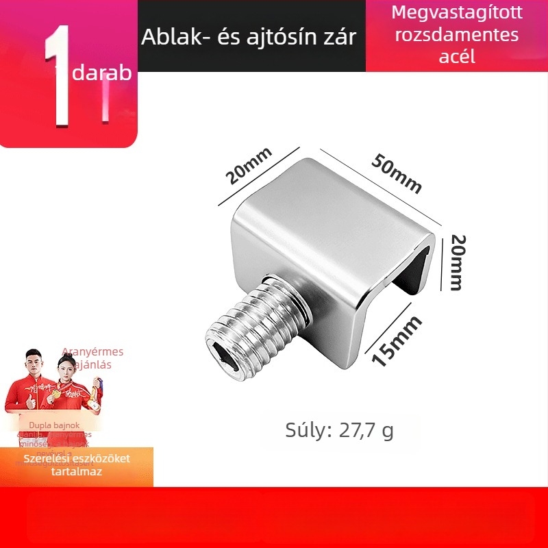 90-es stílusú ablakhatároló gyerekbiztonsági zárakkal, bukó- és csúszó ablakokhoz, furat nélküli sín, rozsdamentes acél