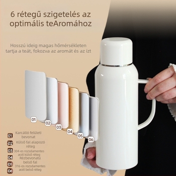316 rozsdamentes acél termosz, hőmérséklet-kijelzővel, hordozható, nagy kapacitású, tea és víz szétválasztás, kültéri használatra