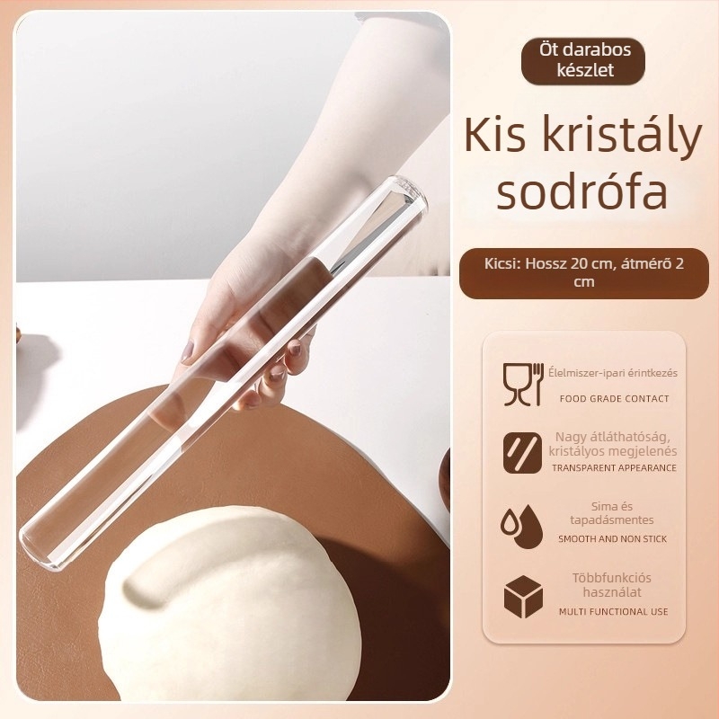 Élelmiszerbiztonságos, tömör nyújtófa akrilból, üveghatású felülettel, penészmentes, háztartási használatra, vastagított, tapadásmentes, könnyen tisztítható, ideális a sütéshez