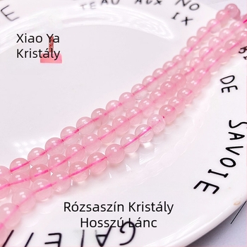 Természetes rózsaszín kvarc szabad gyöngyök, kerek formájú hibiszkusz kristály, félkész DIY ékszer alkatrészek hosszú lánccal
