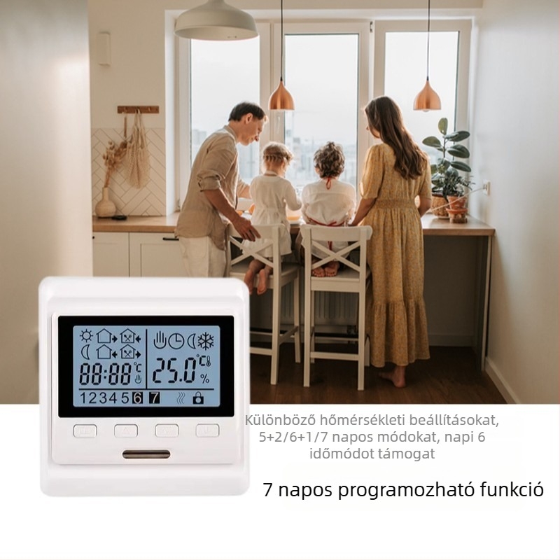 E53 vezeték nélküli termosztát padlófűtéshez, falra szerelhető kazánpanel, hangvezérlés, állítható hőmérséklet