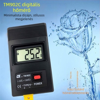 TM-902C Gyors hőmérő termopárral, hordozható elektronikus hőmérő beépített vezetékes, -50-től 1300 °C-ig