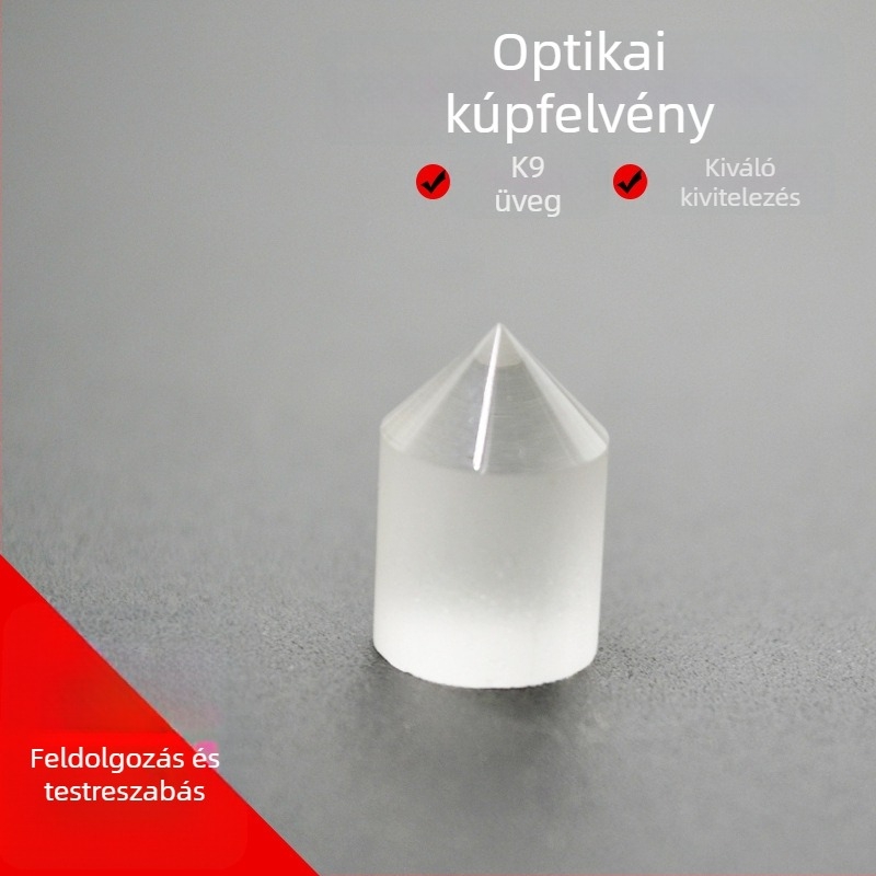 Optikai üvegből készült konusos lencse, 90°-os konussal, érzékelők számára