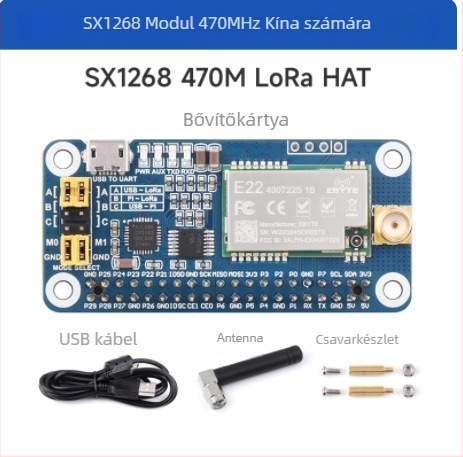 Raspberry Pi SX1262/SX1268 LoRa vezeték nélküli kommunikációs modul, 433/470/868/915 MHz-es sávok