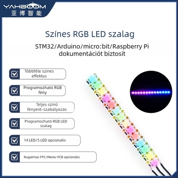 Programozható teljes színű RGB LED-szalag moduláris kaszkáddal, háromszínű rugalmas FPC-vel, Raspberry Pi és STM32-vel