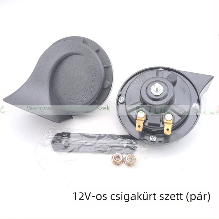 Univerzális csiga alakú duda autókhoz és teherautókhoz, 12V-24V, vízálló, kéttónusú hang