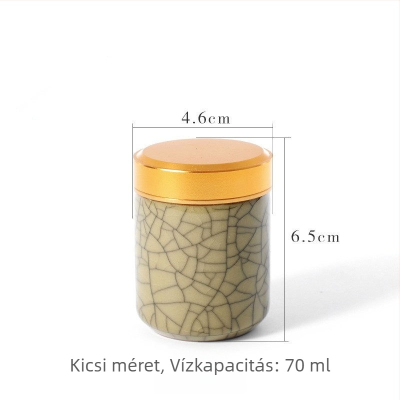 Longquan Celadon kerámia teás doboz, kis méretű hordozható utazó doboz, légmentesen záró, teajándékdoboz
