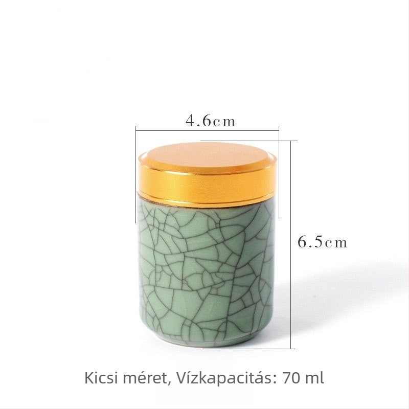 Longquan Celadon kerámia teás doboz, kis méretű hordozható utazó doboz, légmentesen záró, teajándékdoboz