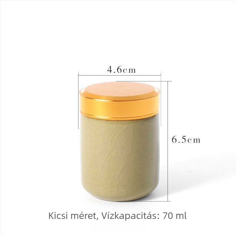 Longquan Celadon kerámia teás doboz, kis méretű hordozható utazó doboz, légmentesen záró, teajándékdoboz