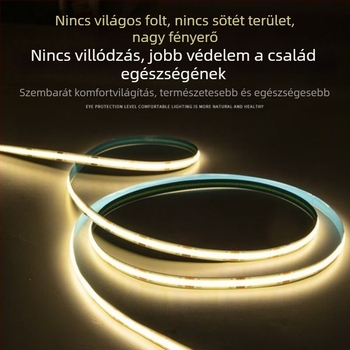 COB LED szalag, 12V alacsony feszültség, magas CRI, öntapadós hátoldal, ultra vékony alumínium csatorna, rugalmas lineáris fénycsík