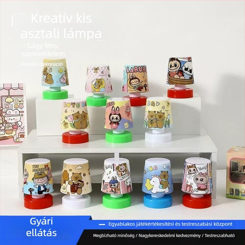 Kreatív textil LED asztali lámpa érintésre, éjszakai fény és hangulatos dekoratív dísz a éjjeliszekrényre