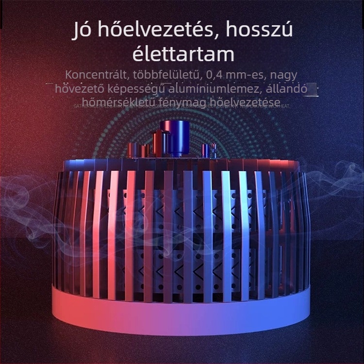 LED lámpa E27es foglalattal, bordázott hőleadó radiátor, energiatakarékos, 100W/150W/200W, alumínium ház, 360° fénykör, IP42