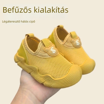Gyerekeknek készült légáteresztő hálós anyagú slip-on fehér sportcipő 1-6 éveseknek, uniszex