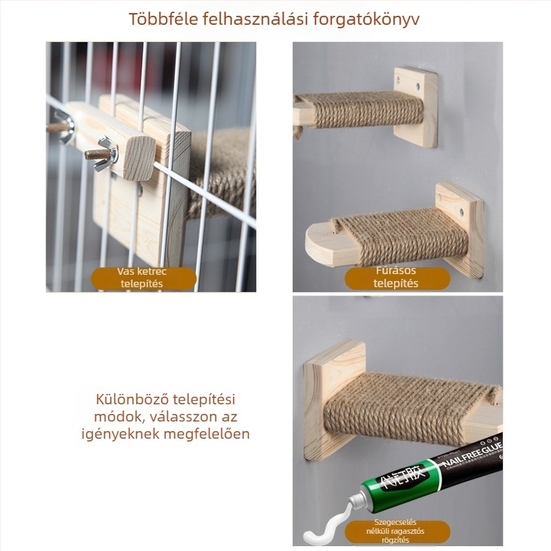 Tömörfa macska mászó létra, falra szerelhető platform