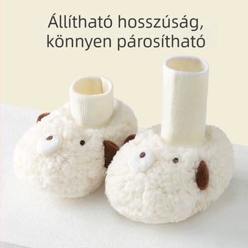 Őszi-téli vastagított újszülött babacipő 0–12 hónap, magas szárú velúrszerű pamutból, puha talp és meleg fleece bélés